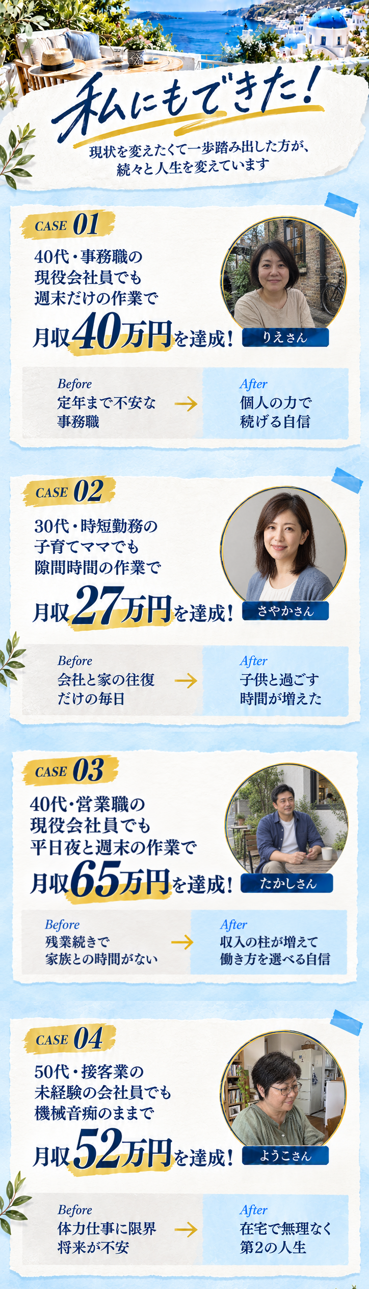 りえさん、さやかさん、たかしさん、ようこさん